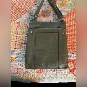 Green leather crossbody bag